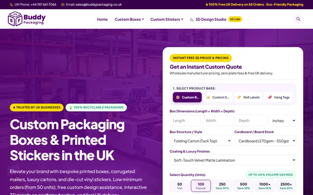 Buddy Packaging UK packaging e-commerce website
