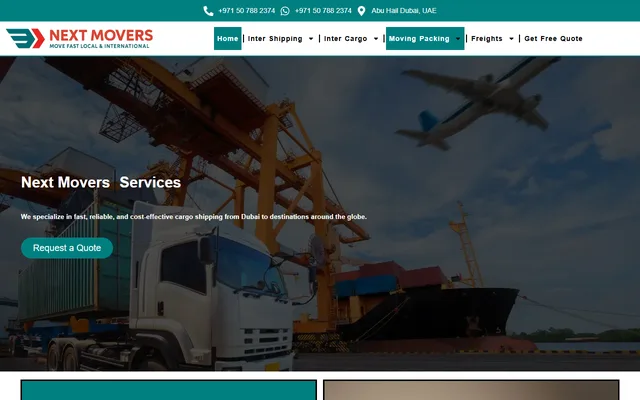 Next Movers moving, logistics and cargo website
