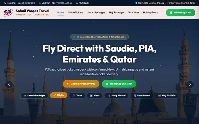 Sohail Waqas Travel services website