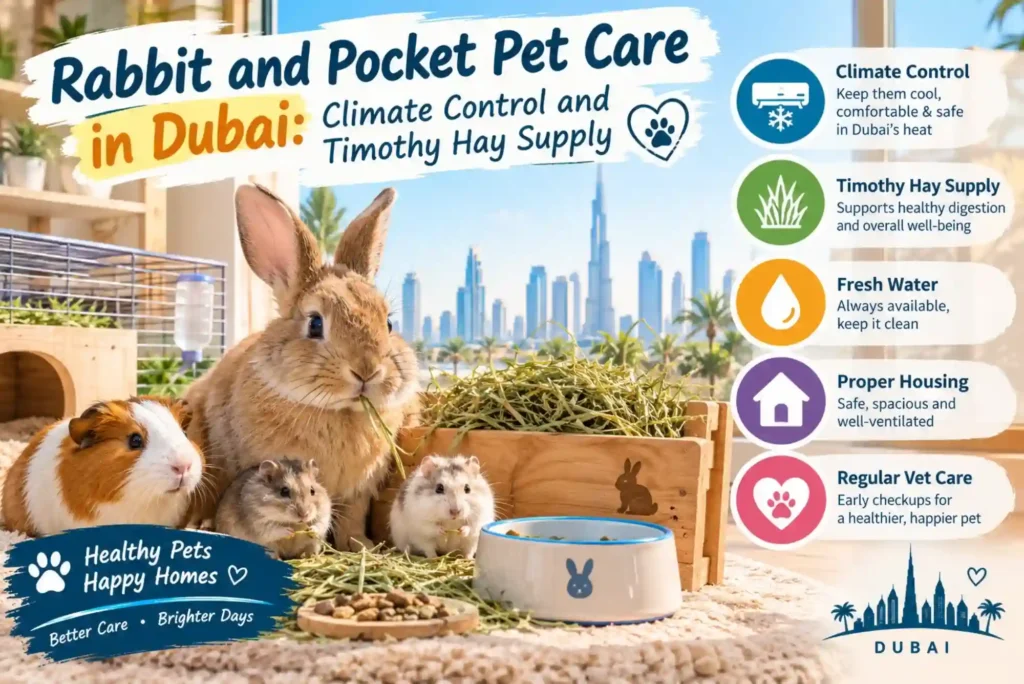Rabbit and Pocket Pet Care in Dubai: Climate Control and Timothy Hay Supply